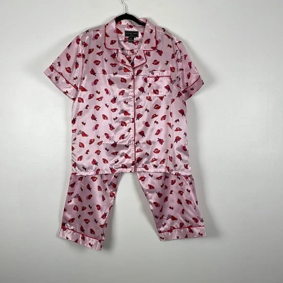 Robert Louis silk blend loungewear drawstring waist short sleeve button down - Picture 1 of 8